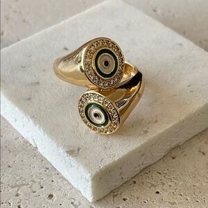 Saks Fifth Avenue Gold and Green Wrap Ring